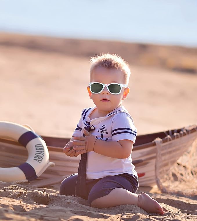 Baby Sunglasses - 100% UV Proof Sunglasses for Baby, Toddler, Kids - Ages 0-2 Years - Case and Pouch included