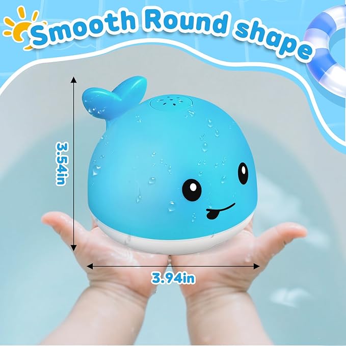 Gigilli Baby Boy Bath Toys, Light Up Whale Fountain Toys for Boys 0-6 6-12 12-18 Months or Kids Ages 1-3 2-4, Rechargeable Ocean Blue