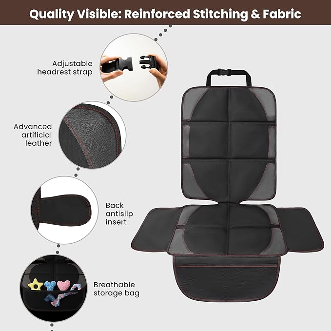 Extra-large Car Seat Protector for Child Car Seat Protector Under Baby Car Seat,Car seat Protector Car Seat Cover Universal Durable Waterproof for Dog Vehicles,Thick Pad,Anti Slip Backing- Full Cover