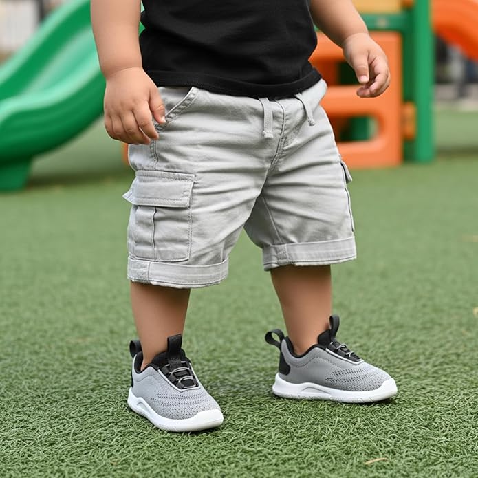 MORENDL Toddler Slip On Sneakers Baby Walking Shoes Non-Slip Breathable Unisex Pink Mesh Lace-Up Athletic Sneakers Infant Running Shoes