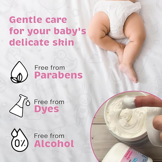 DiaperDerm Baby Diaper Rash Cream Pediatrician Formulated with 5 Ingredients for Gentle, Happy, and Rash-Free Skin Care, 8 oz
