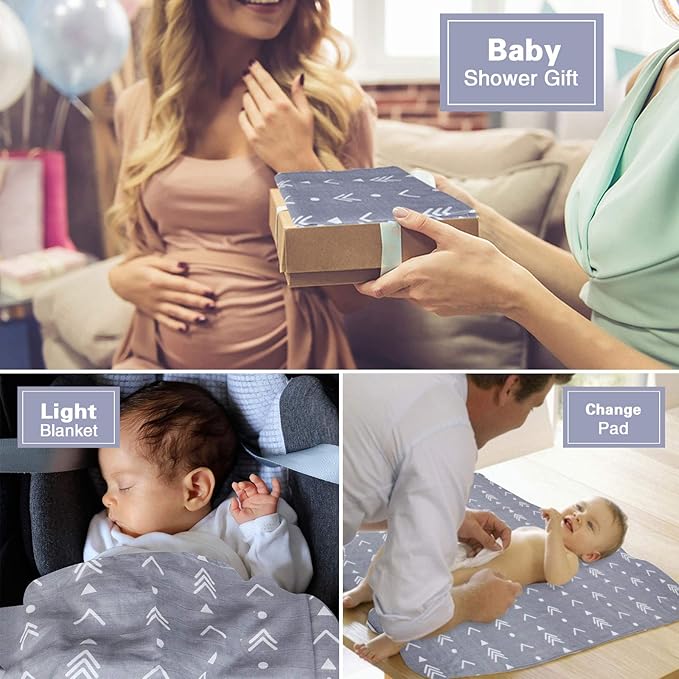Muslin Baby Car Seat Canopy, Metplus Infant Carseat Cover - Extra Wide Universal Fit, Lightweight Breathable Soft for Babies Girls Shower Gift (Arrow)