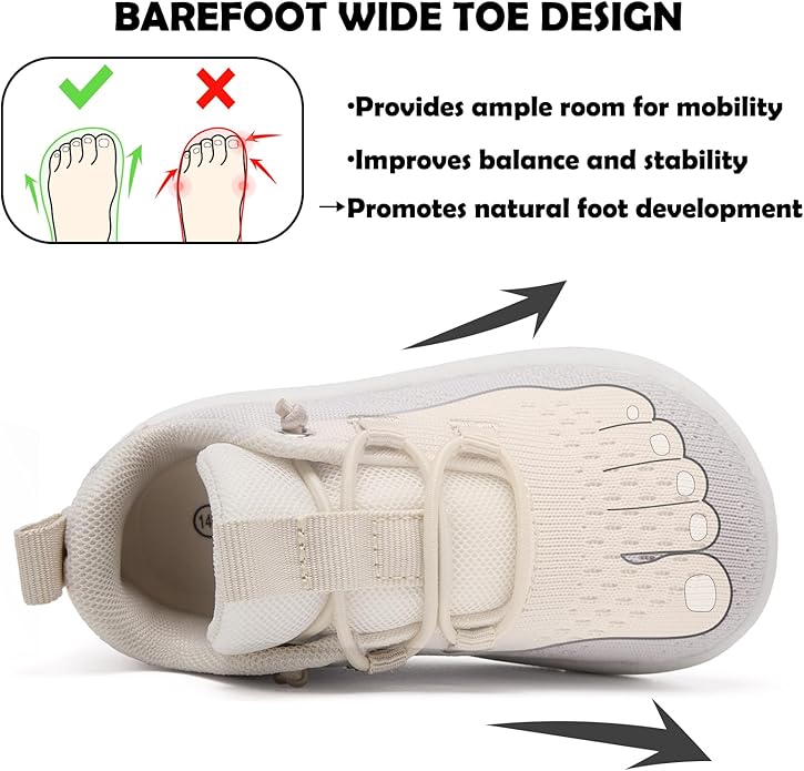 MORENDL Wide Toddler Shoes Baby Walking Shoes Girls Boys Zero Drop Minimalist Sneakers Slip On Tennis Shoe Breathable Naturally Flexible