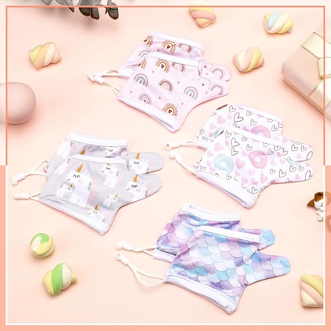 Seematn 4 Pairs Thumb Sucking Stop for Kids Breathable Thumb Suck Guard for Baby Toddler Stop Sucking Fingers Nail Biting Gloves(3-6 Years,Unicorn)