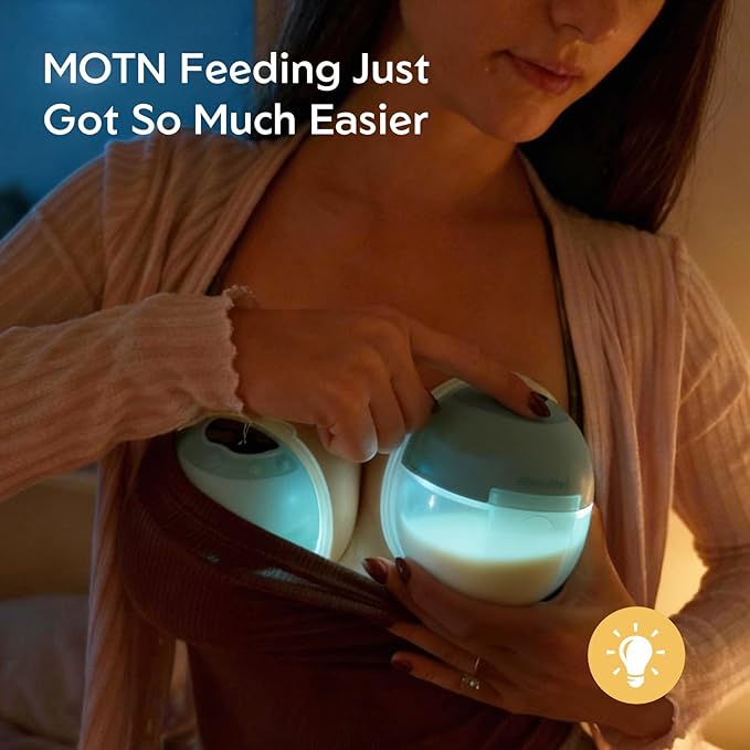 MomMed S33 Wearable Breast Pump with Case, Ultra-Quiet in-Bra Pump for Work & Night, One-Tap Pause, Night Light, Leakproof, 4 Modes 9 Levels, 17/19/21mm Inserts (Green, 2 Pack)