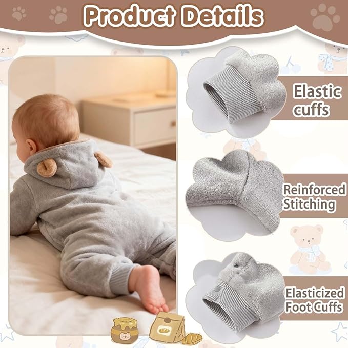 Fairy Baby Newborn Baby Bear Outfit Suit Thin Fleece Jumpsuit Romper Hooded Winter Clothes Snowsuit Coat Infant Girls Boys
