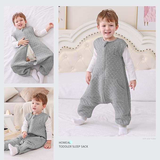 HOMEAL Toddler Sleep Sack 5t-7t, Toddler Sleep Sack Baby with Legs, 1.0 TOG Sleeveless Wearable Blankets