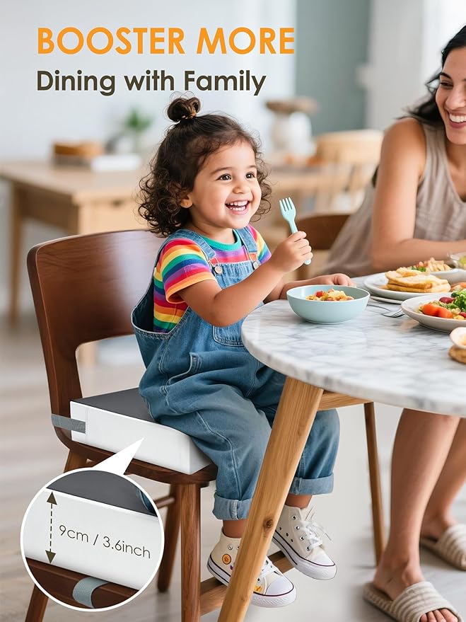 Booster Seat for Kitchen Chair, Toddler Booster Seats with Adjustable Washable Safety Belts,Kitchen Dining Table Booster Seat, Portable Travel Increasing Cushion for Baby Child Kid Boy Girl