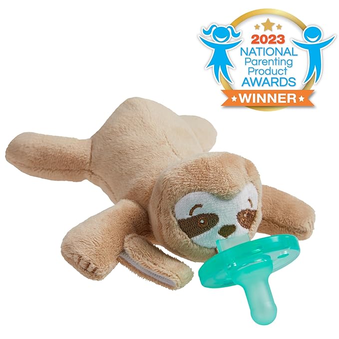 Philips Avent Soothie Snuggle Pacifier Holder with Detachable Pacifier, Sloth, 0m+, SCF347/07