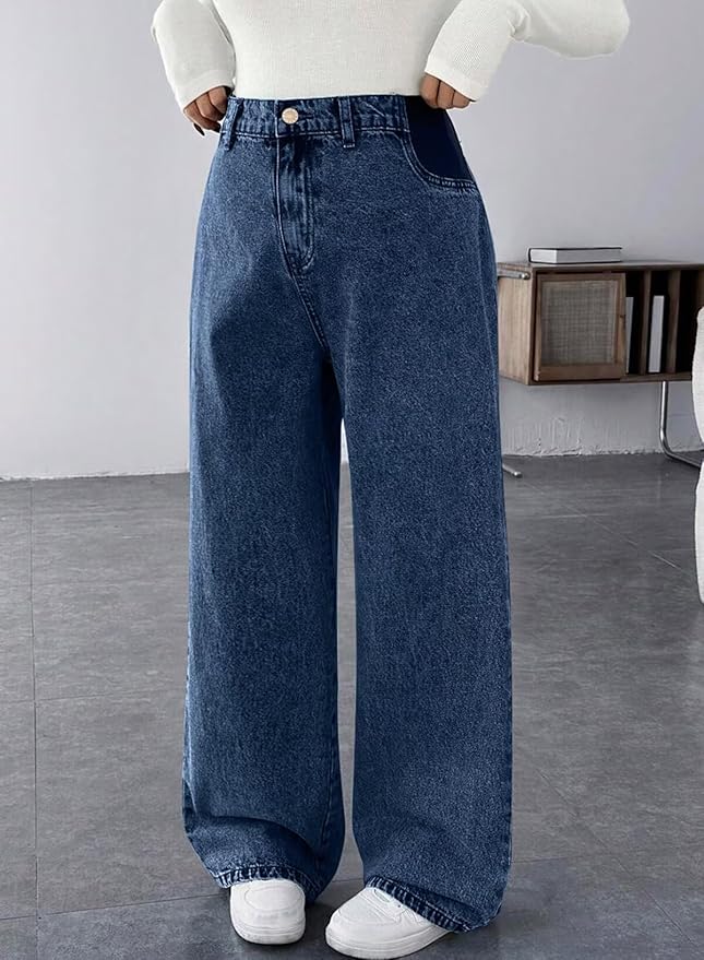 BLENCOT Maternity Jeans for Women High Waist Straight Leg Pregnancy Denim Pants with Pockets