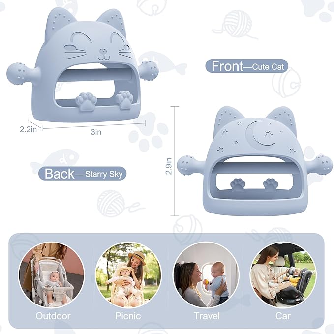 Baby Teething Toys for Babies 0-6 Months-Baby Teether,Anti-Drop Silicone Mitten Teething Toy for Soothing Sore Gums,Teething Pacifier,Baby Toys 6 to 12 Months-Ideal Baby Travel Essentials for Moms