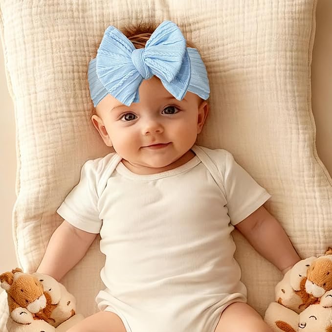 Baby Bows Headbands Soft Nylon Handmade Hair Accessories for Newborn Infant Toddler Kids (6 Mixed Purple, Large)