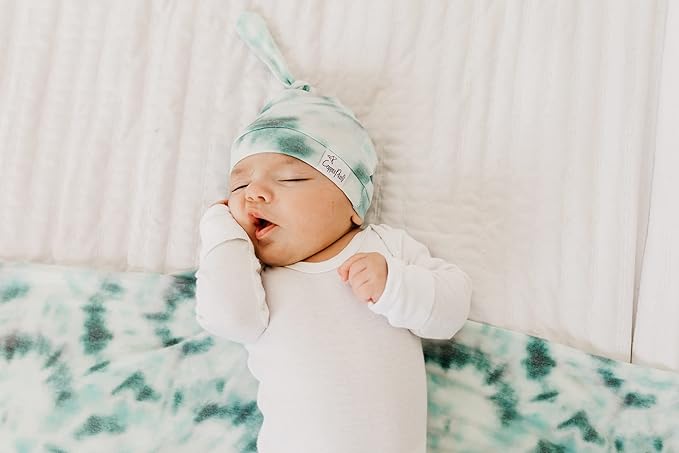 Copper Pearl Baby Beanie Hat Top Knot Stretchy Soft Bahama