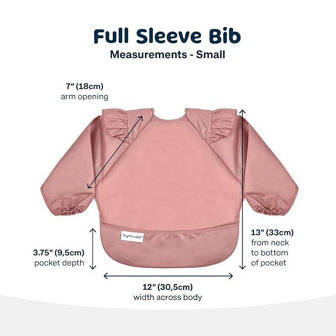 Tiny Twinkle Long Sleeve Bib for Babies & Toddlers | Waterproof Smock Bib for Eating | Machine Washable & Mess-Proof Feeding Essentials | Newborn Shower Gift (Orange,Black Checkers, 6–24M)