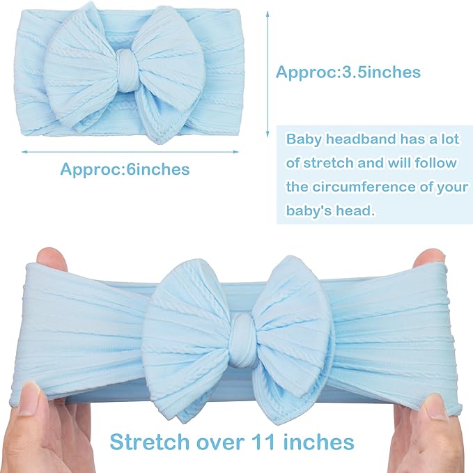 CÉLLOT 6 Pcs Super Stretchy Soft Handmade Headbands with Double Bows Head Wrap Nylon Hair Accessories For Newborn Baby Girls Infant Toddlers Kids(Green)