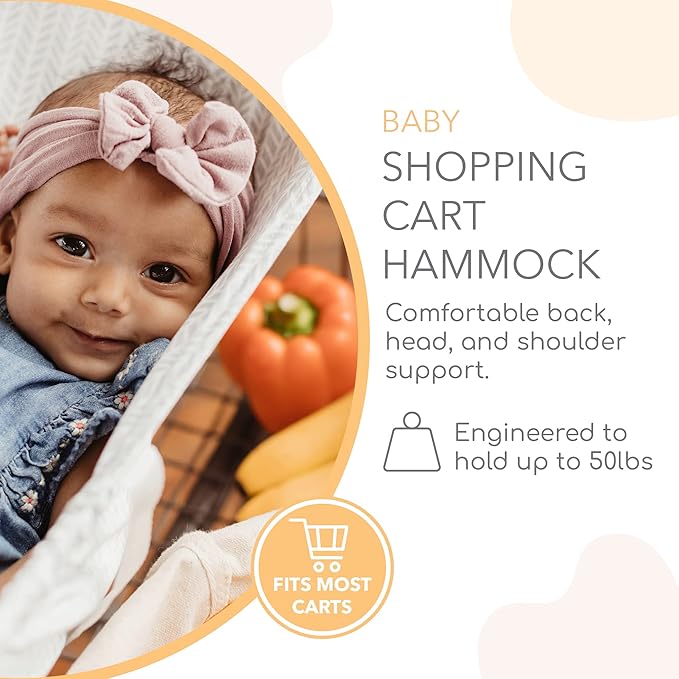 Binxy Baby Shopping Cart Hammock – Infant Seat for Grocery Carts – Holds Car Seats Securely – Compatible with Select 4-Seater Wagons (20–24” Wide) – Supports Up to 50 lbs – Little Arrow