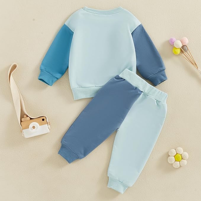 Baby Boy Fall Clothes Set Long Sleeve Letter Print Sweatshirt Pants Toddler Infant Outfits 6 12 18 24 Months 2T