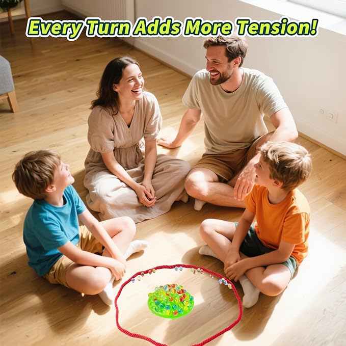 Marble Balance Game for Kids & Adults,60 Colorful Marbles with Storage,Fun Family Party Game for 1-4 Players,Improves Hand-Eye Coordination,Great Gift for Birthdays & Holidays