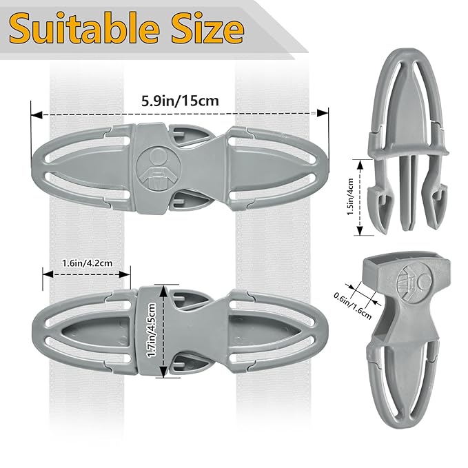 Universal Child Chest Clip Has a Non-Slip Design and is Suitable for Use On Seats, Strollers, High Chairs, School Bags and Work Belts, Providing All-Around Protection for Your Child