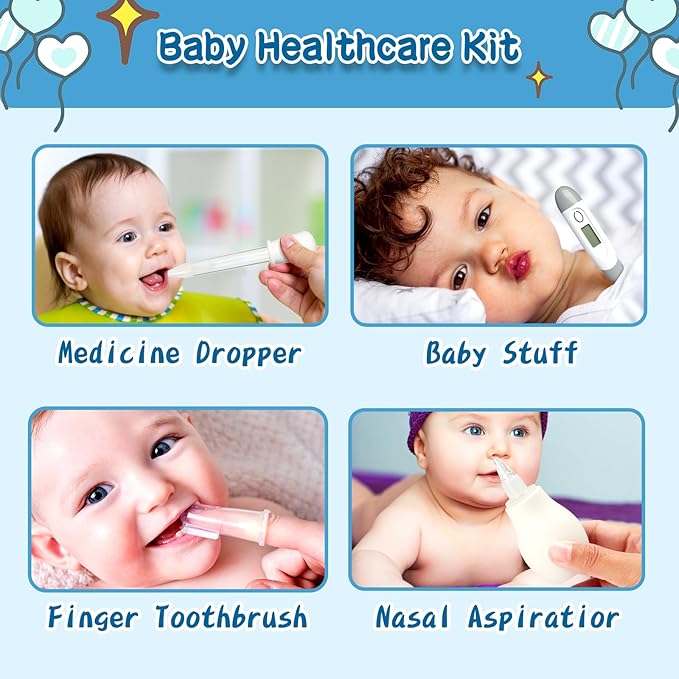 Baby Healthcare and Grooming Kit, 21pcs Baby Electric Nail Trimmer Set Newborn Nursery Health Care Set for Newborn Infant Toddlers Baby Boys Girls Kids Haircut Tools (21 Kits Grey White)