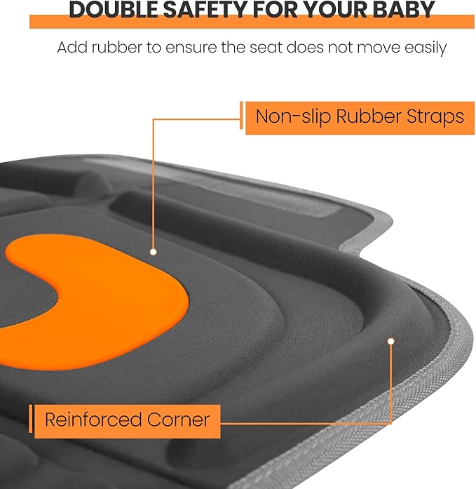 HEYTRIP Car Seat Protector, 2 Packs, Rear-Facing/Forward Facing Car Seat Mat for 0~12 Years Old Children, Waterproof, Easy Cleanup, Non-Slip, Fit Most Car Seats(Dark Grey Orange)