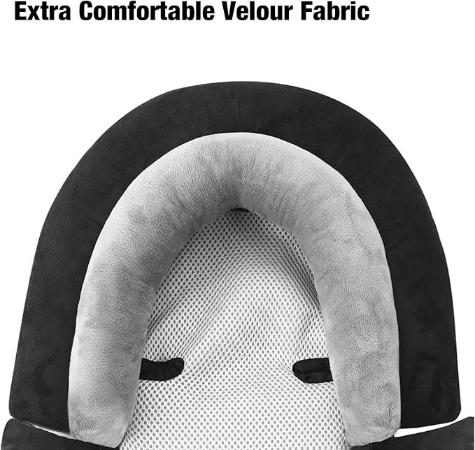 PandaEar Baby Head Support for Car Seat,3 in 1 Infant Head Neck Body Support Soft Insert Cushion Pad for CarSeat, Strollers, Bouncer (Black & Grey)
