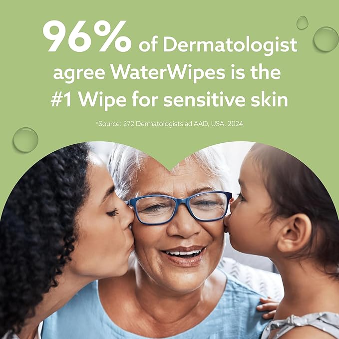 WaterWipes Sensitive+ Baby & Toddler Wipes, 3-In-1 Cleans, Cares, Protects, 99.9% Water, Textured Clean, Unscented & Hypoallergenic, 720 Count (12 Packs)