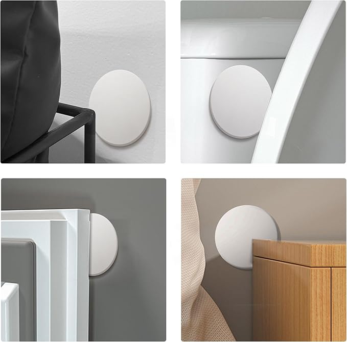 Door Stoppers - 3.14" White Door Stoppers for Wall (8 Pack), with Heavy-Duty Adhesive - Wall Protector & Shock-Absorbent Protectors from Door Knobs - Prevents Scratches on Walls & Doors