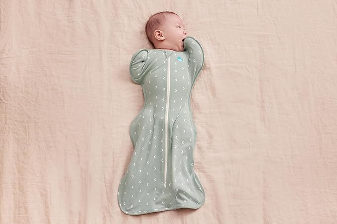 Love to Dream Swaddle UP, Baby Sleep Sack, 1.0 TOG, Self-Soothing Swaddles for Newborns, Improves Sleep, Snug Fit Helps Calm Startle Reflex, New Born Essentials for Baby, Moon Olive, 5-8.5 lbs
