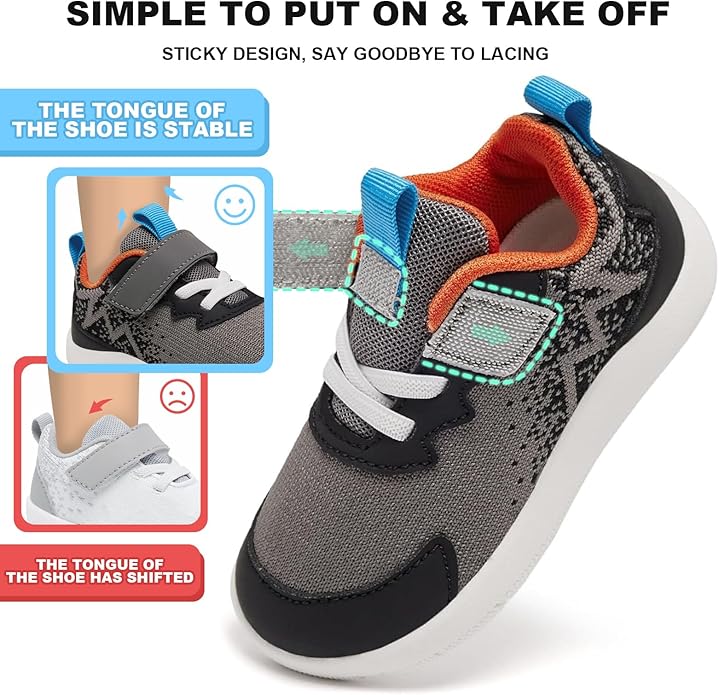 MORENDL Wide Toddler Shoes Baby Walking Shoes Boys & Girls Barefoot Sneakers Zero Drop Comfort Tennis Running Outdoor Activities