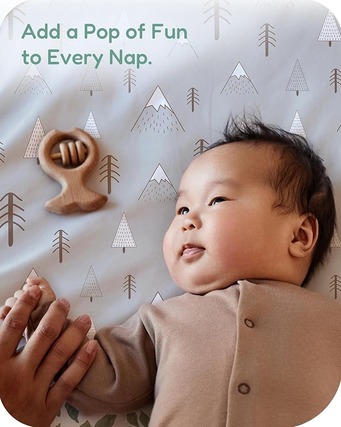 Pack and Play Sheets Fitted 2 Pack, 38x26 Graco Pack n Play Sheets for Playard & Travel Crib Mattress, Ultra Soft Jersey Knit, Breathable Stretchy Deep Pocket, Compatible with Mini Cribs