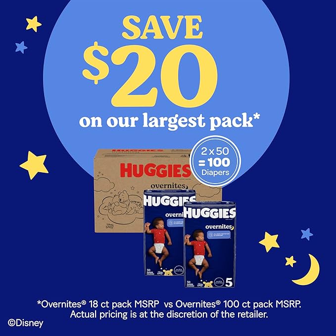 Huggies Size 5 Overnites Baby Diapers: Overnight Diapers, Size 5 (27+ lbs), 88 Ct, Packaging May Vary