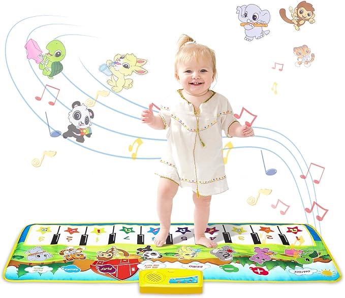 M SANMERSEN Piano Mat, 39.5" X 14" Musical Mat Floor Piano Keyboard Mat 8 Instrument Sounds Piano Mat for Toddlers Touch Play Dancing Mat Toy for 1 2 3 Year Old Boy and Girl Gifts