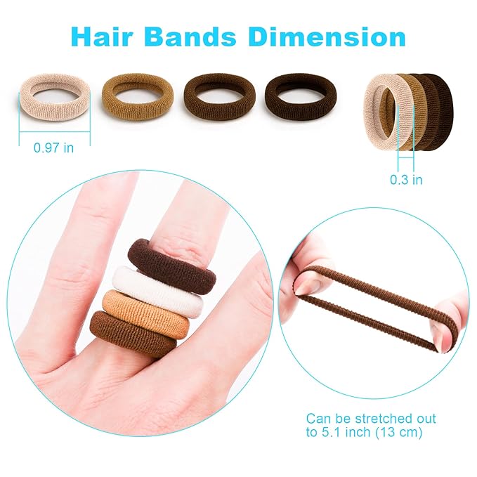 Mini Hair Ties for Girls, Toddlers and Infants - Tiny No Damage Ponytail Holders and Bands (Diameter 1 Inch, 4 Colors)