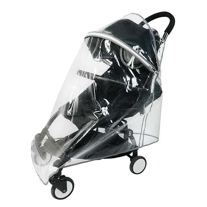 HighEnd Thicking EVA RainCover for Compact Foldable Stroller,Fit BBZYOYO Perfectly,Weather Shield with Waterproof Zipper Opening,Reflective Safety Edging & Full Coverage Design,Ideal for Urban Travel.