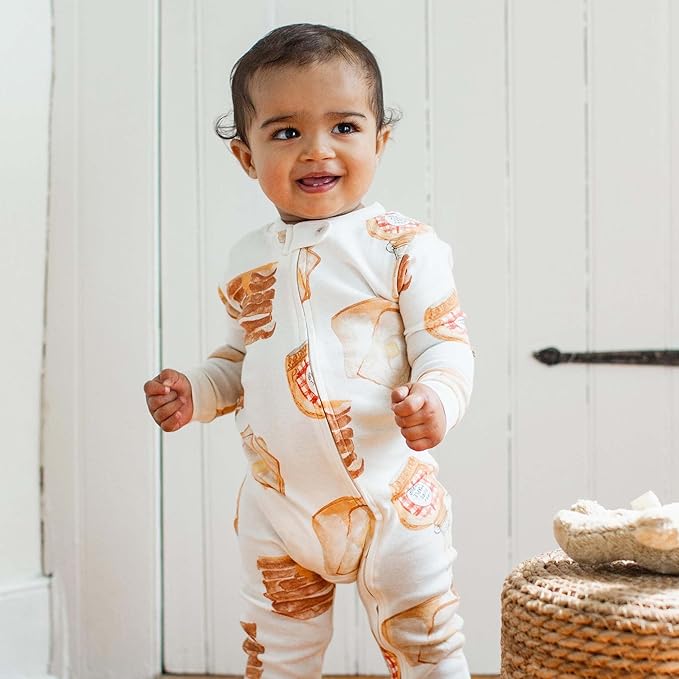 Burt's Bees Baby Boys Sleep and Play PJs, 100% Organic Cotton One-Piece Zip Front Romper Jumpsuit Pajamas