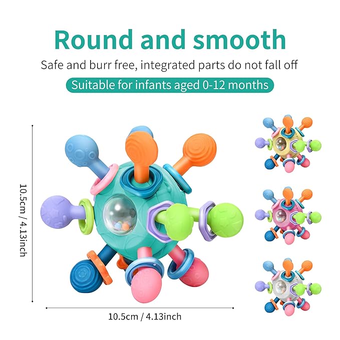 Baby Montessori Teething Toys for 0-6 6-12 Months BPA Free Sensory Toys for Babies 0 3 6 9 12 18 Months Newborn Infant Learning Developmental Chew Rattle Toys Shower Gifts for 1 2 Year Old Girls Boys