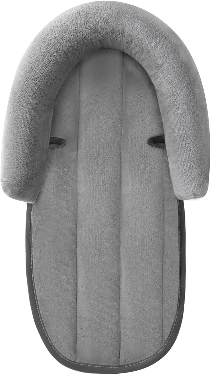 PandaEar Baby Head Support for Car Seat,3 in 1 Infant Head Neck Body Support Soft Insert Cushion Pad for CarSeat, Strollers, Bouncer (Black & Grey)