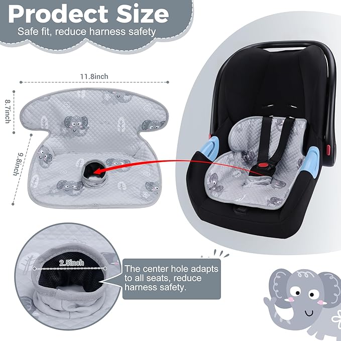 Piddle Pad, Car Seat Potty Training Protector- Waterproof Car Seat Liner with Anti-Slip Backing, Machine Washable Cover for Baby Toddler Carseat, Stroller (Gray, 2PC)