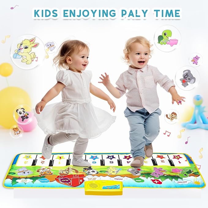 M SANMERSEN Piano Mat, 39.5" X 14" Musical Mat Floor Piano Keyboard Mat 8 Instrument Sounds Piano Mat for Toddlers Touch Play Dancing Mat Toy for 1 2 3 Year Old Boy and Girl Gifts