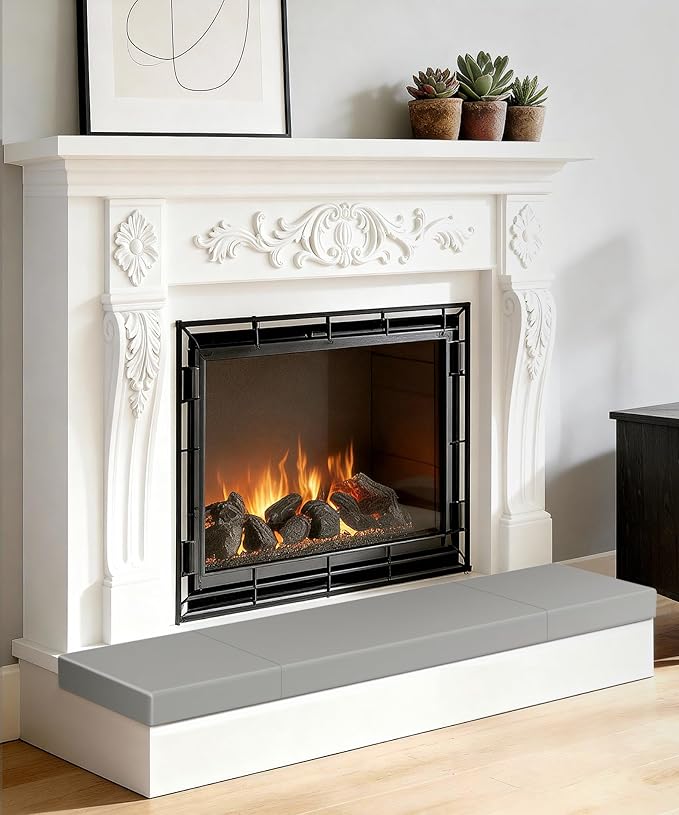 Fireplace Baby Proofing 80'', Corner Guard Hearth Cushion for Baby Proof, Memory Foam Brick Fire Place Bumper Protector Soft Seat Pad for Babies Child Children Toddlers, Grey