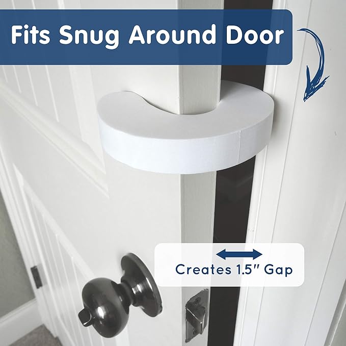 Wittle Baby Proofing Door Stopper - 4pk, Soft EVA Foam Finger Pinch Guard, Prevents Injuries, Slamming Doors, Child or Pet from Getting Locked in Room, White