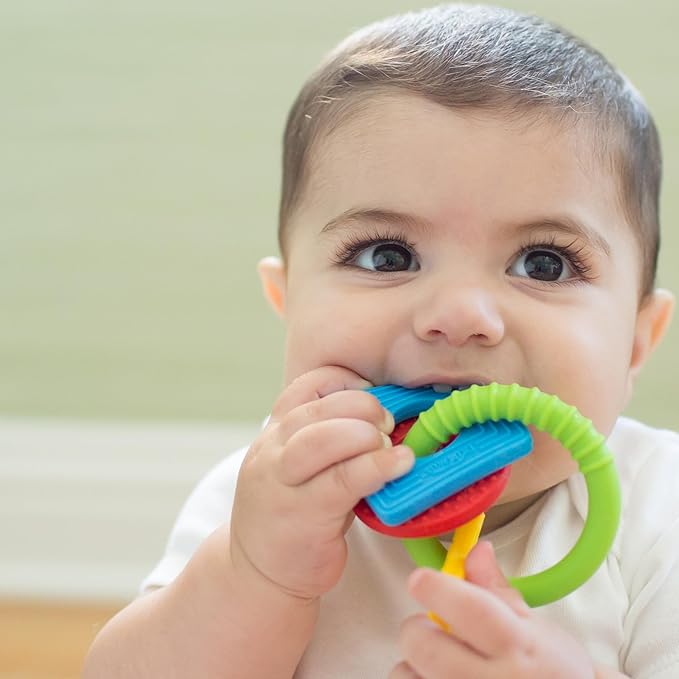 Dr. Brown's Learning Loop Baby Teether Ring, Multiple Shapes and Textures, 100% Silicone, BPA-Free, 3m+