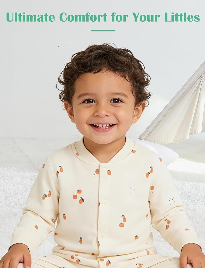 Newborn Baby Boys 2 Pack Cotton Romper Outfits Infant Long Sleeve One-Piece Toddler Button Jumpsuits