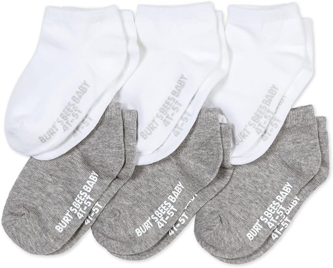 Burt's Bees Baby Baby Girls' Ankle Socks with Non-Slip Grips (6-Pack)