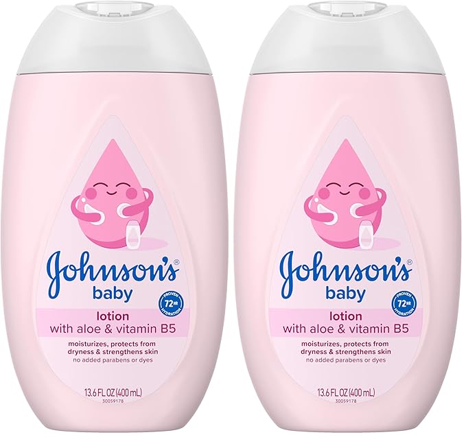 Johnson's Baby Moisturizing Mild Pink Baby Lotion with Coconut Oil for Delicate Baby Skin, Paraben-, Phthalate- & Dye-Free, Hypoallergenic & Dermatologist-Tested, Baby Skin Care, 13.6 Fl. Oz