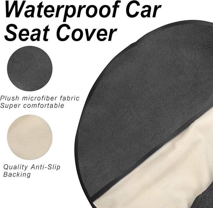 Sweat Towel Car Seat Cover Protector Front Seats for Gym Workout, Running, Swimming, Beach and Hiking, Waterproof Universal Seat Cover for Car, Truck, Van & SUV (Gray, 1pcs Front Seat)