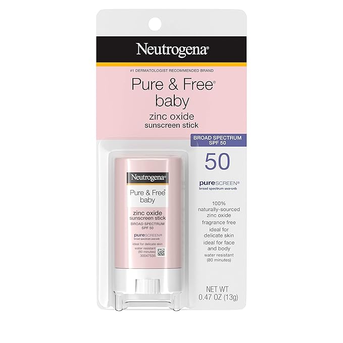 Neutrogena Mineral Sunscreen Stick, SPF 50, Zinc Oxide | Water-Resistant | Hypoallergenic | For Baby | Pack of 2