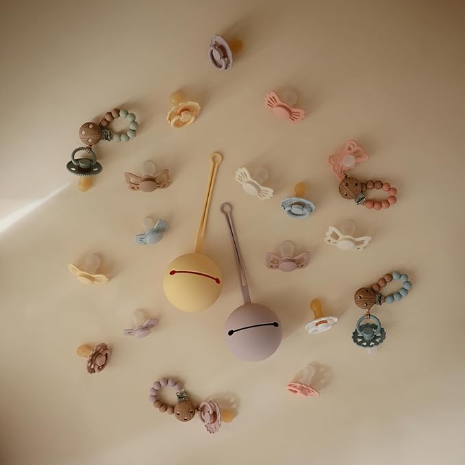FRIGG Butterfly Anatomical SilkySoft Silicone Baby Pacifier | Made in Denmark | BPA-Free (Cream/Blush, 6-18 Months)