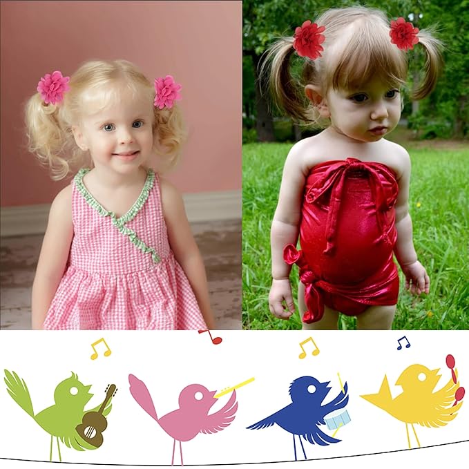 50PCS Toddler Girls Hair Ties Hair Scrunchies 2inch Chiffon Flower Hair Bows Rubber Bands Hair Ties Soft Elastics Ponytail Holders Hair Accessories for Infants Toddlers Kids Children Set of 25 Pairs